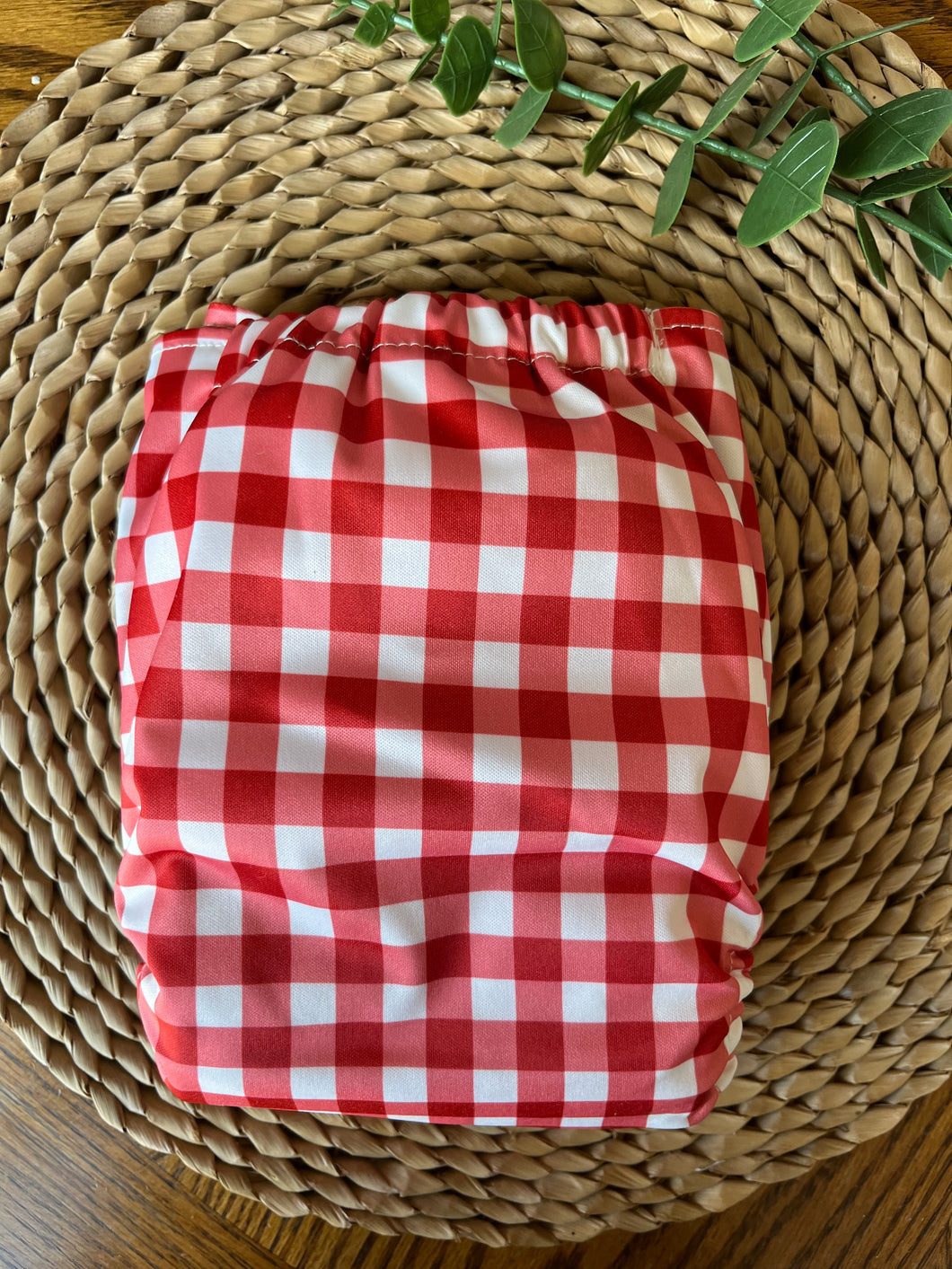 Red Gingham One Size Pocket Diaper